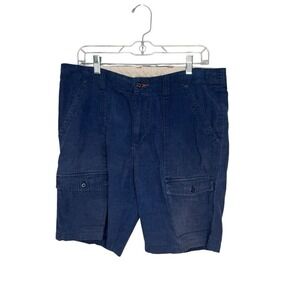 Tommy Bahama Relax Cargo Shorts Men's Size 34 Tencel Blend Navy Blue Beach